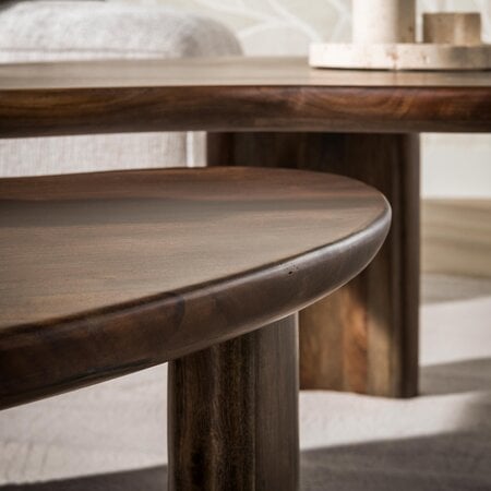 BelaLuz Modern landelijke salontafel Mae set van 2 massief acacia bruin