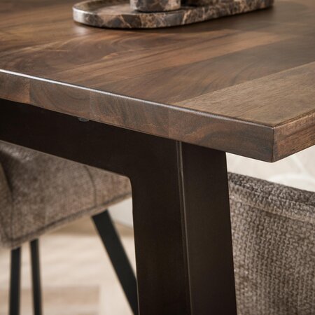 BelaLuz Modern industriële bartafel Kian Massief acacia bruin 147 cm