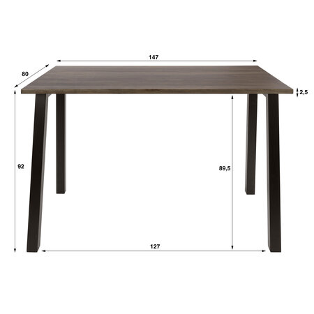 BelaLuz Modern industriële bartafel Kian Massief acacia bruin 147 cm