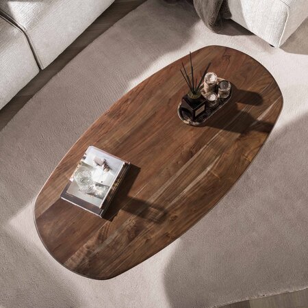 BelaLuz Modern landelijke salontafel Mae massief acaciahout bruin 135 cm