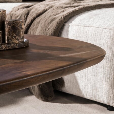 BelaLuz Modern landelijke salontafel Mae massief acaciahout bruin 135 cm