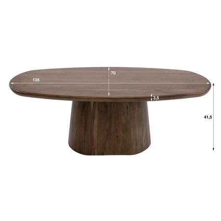 BelaLuz Modern landelijke salontafel Mae massief acaciahout bruin 135 cm