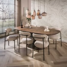 Eetkamertafel Mae deens ovaal Massief acacia bruin 180 cm