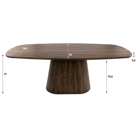 BelaLuz Modern landelijke eetkamertafel Mae massief acacia bruin  Deens ovaal 180 cm