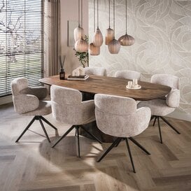 Eettafel Mae Massief acacia bruin Deens ovaal 215 cm