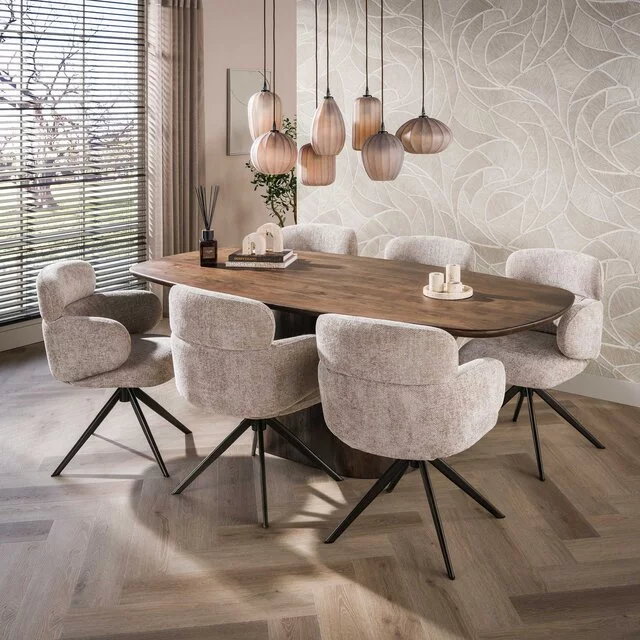 Eettafel Mae Massief acacia bruin Deens ovaal 215 cm