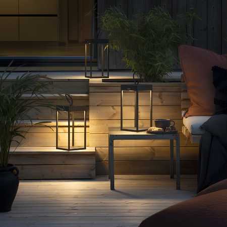 Konstsmide Modern design oplaadbare staande buitenlamp Ravello zwart dimbaar