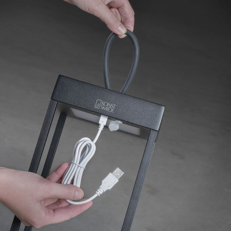 Konstsmide Modern design oplaadbare staande buitenlamp Ravello zwart dimbaar