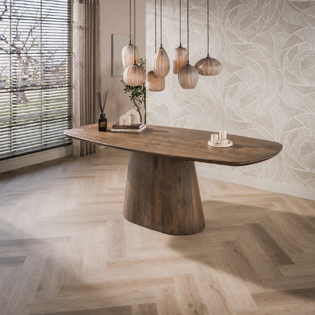 BelaLuz Modern landelijke eetkamertafel Mae massief acacia bruin  Deens ovaal 180 cm