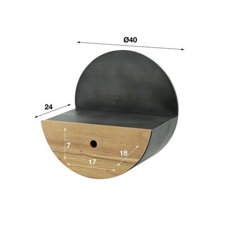 BelaLuz Landelijke wandplank Ufo met lade Ø40 cm
