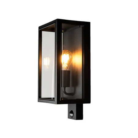 Konstsmide Moderne buiten wandlamp Carpi 1-lichts zwart met bewegingssensor