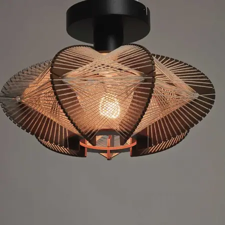 ETH Japandi plafondlamp Jessica 1-lichts walnut Ø30 cm