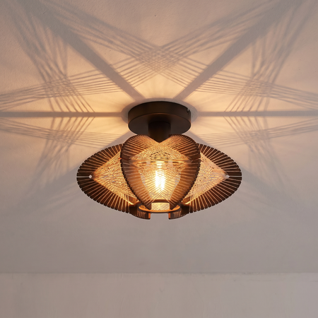 ETH Japandi plafondlamp Jessica 1-lichts walnut Ø30 cm
