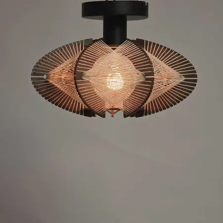 ETH Japandi plafondlamp Jessica 1-lichts walnut Ø30 cm