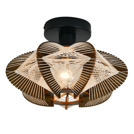 ETH Japandi plafondlamp Jessica 1-lichts walnut Ø30 cm