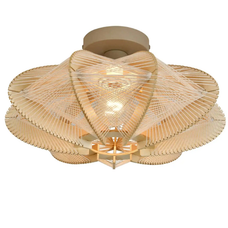 ETH Japandi stijl plafondlamp naturel hout met touw Jessica 1-lichts oak Ø40 cm