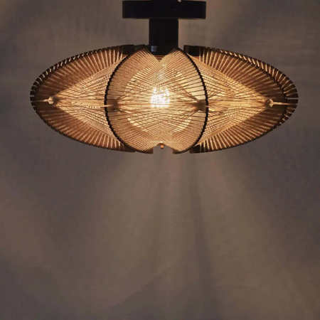 ETH Japandi plafondlamp Jessica 1-lichts walnut Ø40 cm