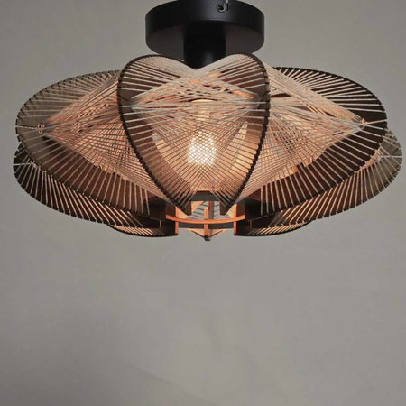 ETH Japandi plafondlamp Jessica 1-lichts walnut Ø40 cm