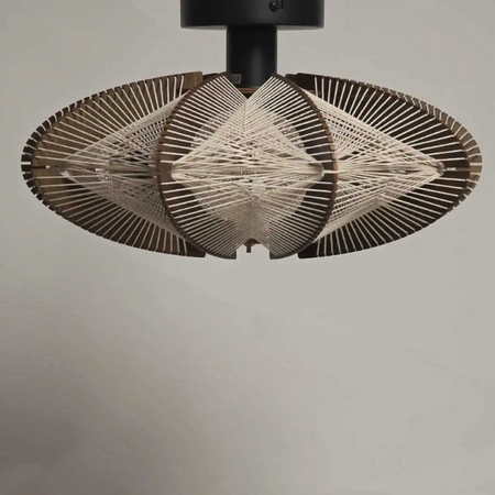 ETH Japandi plafondlamp Jessica 1-lichts walnut Ø40 cm