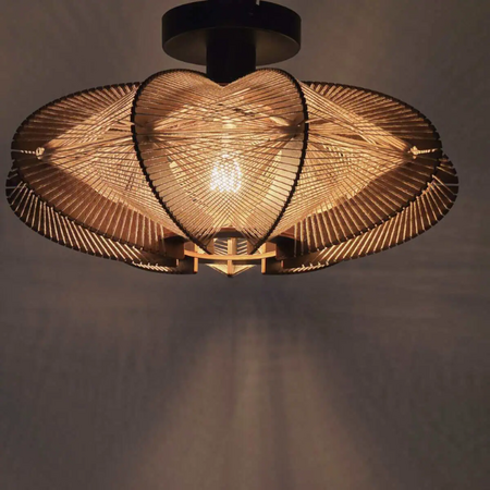 ETH Japandi plafondlamp Jessica 1-lichts walnut Ø40 cm