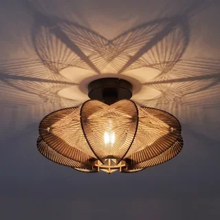 Plafondlamp Jessica 1-lichts walnut Ø40 cm