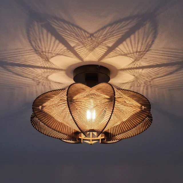 Plafondlamp Jessica 1-lichts walnut Ø40 cm