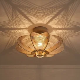 Plafondlamp Jessica 1-lichts naturel oak  Ø40 cm