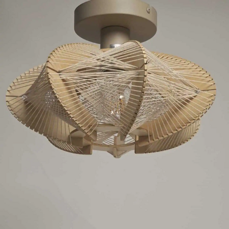 ETH Japandi stijl plafondlamp naturel hout met touw Jessica 1-lichts oak Ø30 cm