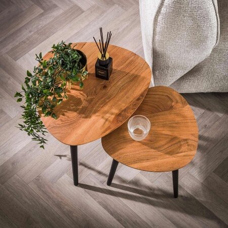 BelaLuz Modern landelijke bijzettafel Arthur 2-set driehoek