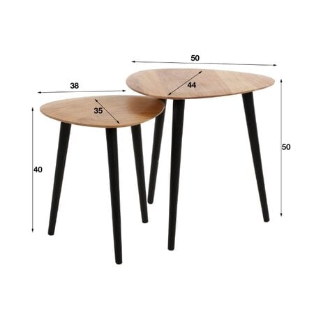 BelaLuz Modern landelijke bijzettafel Arthur 2-set driehoek