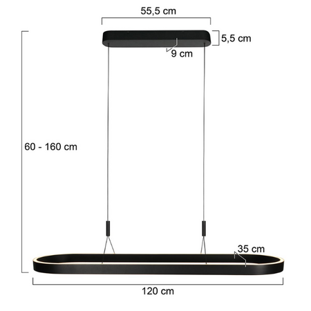 Steinhauer Modern industriële hanglamp Mykty met kabellift ovaal 120 cm