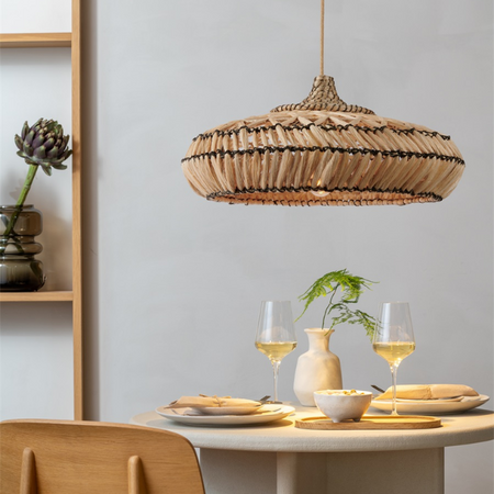 GOOD & MOJO Bohemian gevlochten hanglamp Rinjani naturel Ø60 cm M