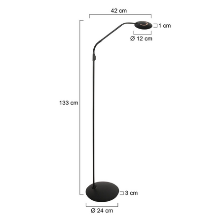 Steinhauer Moderne vloerlamp / leeslamp Zenith 2 zwart