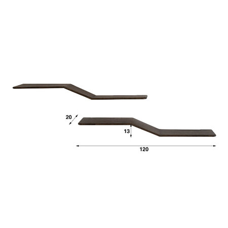BelaLuz Retro design wandplank Maya S-shape 2-set teakhout