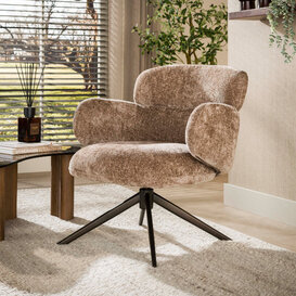 Fauteuil Ridge Hoven champagne met brons onderstel