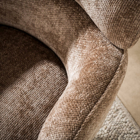 BelaLuz Retro hotel chique Fauteuil Ridge Hoven champagne draaibaar met brons onderstel