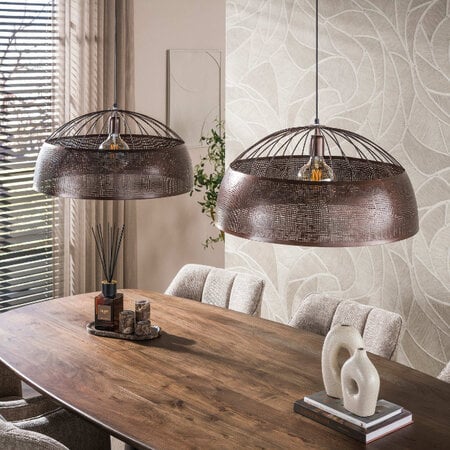 BelaLuz Industriële hanglamp Misto 2-lichts antiek koper Ø60 cm