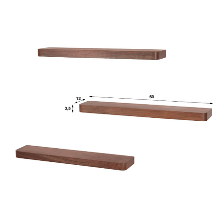 BelaLuz Moderne wandplank Como 3-set massief acaciahout bruin gelakt 60 cm