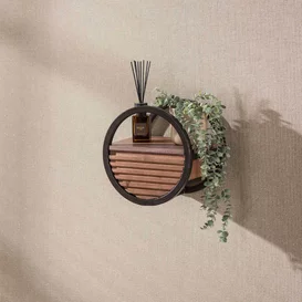 Wandschap Livio 1-lade massief acacia bruin Ø30 cm