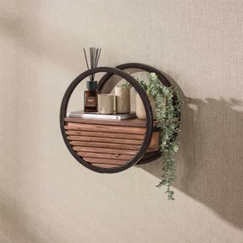 Wandschap Livio 1-lade Massief acacia bruin Ø40 cm