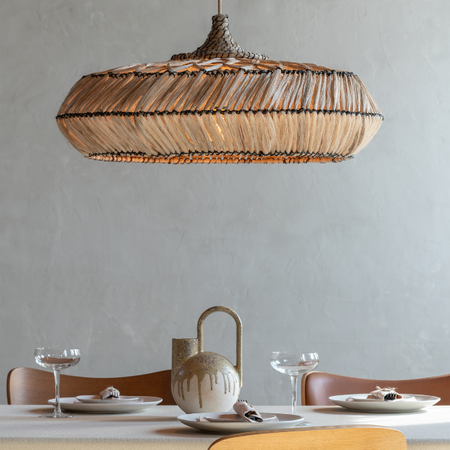 GOOD & MOJO Bohemian gevlochten hanglamp Rinjani naturel Ø70 cm L