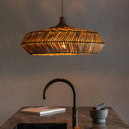 GOOD & MOJO Bohemian gevlochten hanglamp Rinjani naturel Ø70 cm L