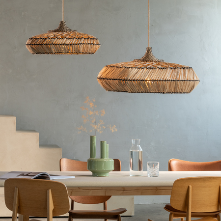 GOOD & MOJO Bohemian gevlochten hanglamp Rinjani naturel Ø70 cm L