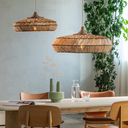 GOOD & MOJO Bohemian gevlochten hanglamp Rinjani naturel Ø70 cm L
