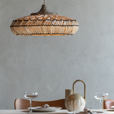 GOOD & MOJO Bohemian gevlochten hanglamp Rinjani naturel Ø50 cm S