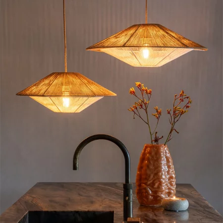 GOOD & MOJO Ibiza stijl hanglamp Lumbini naturel touw Ø60 cm L