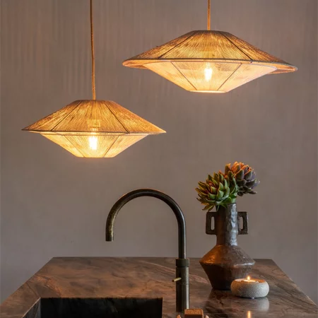 GOOD & MOJO Ibiza hanglamp Lumbini grijs touw Ø50 cm S