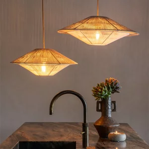 GOOD & MOJO Ibiza stijl hanglamp Lumbini grijs touw Ø60 cm L