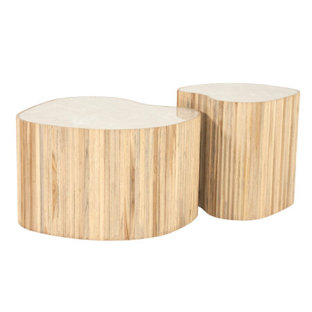 By-Boo Scandinavische Japandi salontafel Nice set van 2 naturel