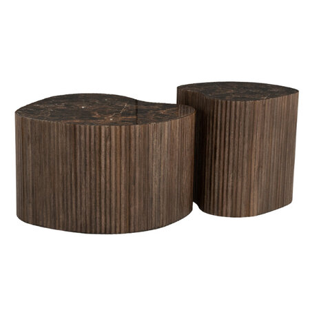 By-Boo Retro vintage salontafel Nice set van 2 bruin